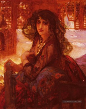 Harem Girl Arabe Frederick Arthur Bridgman Peinture à l'huile